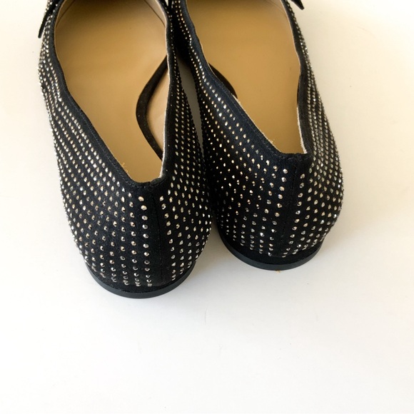 Ann Taylor Crystal Studded Black Bow Flats Size 9 - Picture 6 of 8
